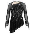 thumbnail image 3 of RUNQHUI Robe de Patinage Artistique à Manches Longues pour Filles, Dos Nu Scintillant, Danse Lyrique Moderne, Noir 16, 3 of 5