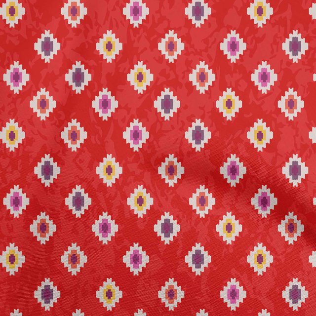 oneOone Soie Tabby Rouge Tissu Africain Aztech Robe Tissu Tissu Imprimé par la Cour 42 Pouces de Large