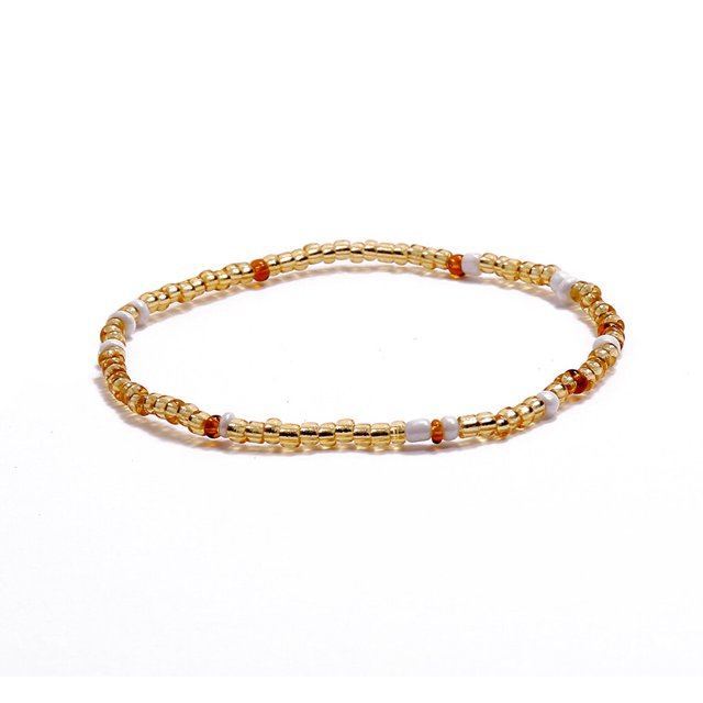 facefd Bracelet de Cheville en Perles de Riz Couleur Unique - Chaînes de Chevilles Résistantes aux Couleurs, Fait Main Exquis, Polyvalent, Chic, Chevilles pour Filles, Décor de Pieds 7