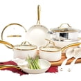 thumbnail image 1 of Gotham Steel 15 Pc Ceramic Cookware Set, Ceramic Pots and Pans Set Non Stick with Cooking Utensils and Steamer, Non Toxic, Premium Gold Stay Cool Handles, Oven Dishwasher Safe, 1 of 9