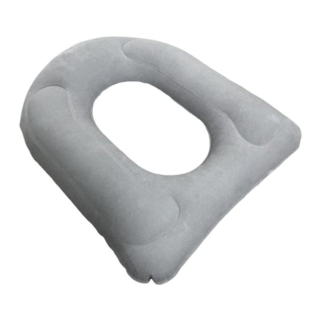 Tnarru Inflatable Toilet Cushion Seating Support Cushion for Traveling Home Elderly Gray Flocking