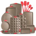 thumbnail image 4 of JoyTable Kitchen Brown Utensil Set 24 Nylon Stainless Steel Utensil Set & Brown 15 Piece Bakeware Set, 4 of 6