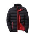thumbnail image 1 of Innerwin Down Coats Color Block Men Winter Warm Jacket Work Stand Collar Business Coat Black Red 2XL, 1 of 2