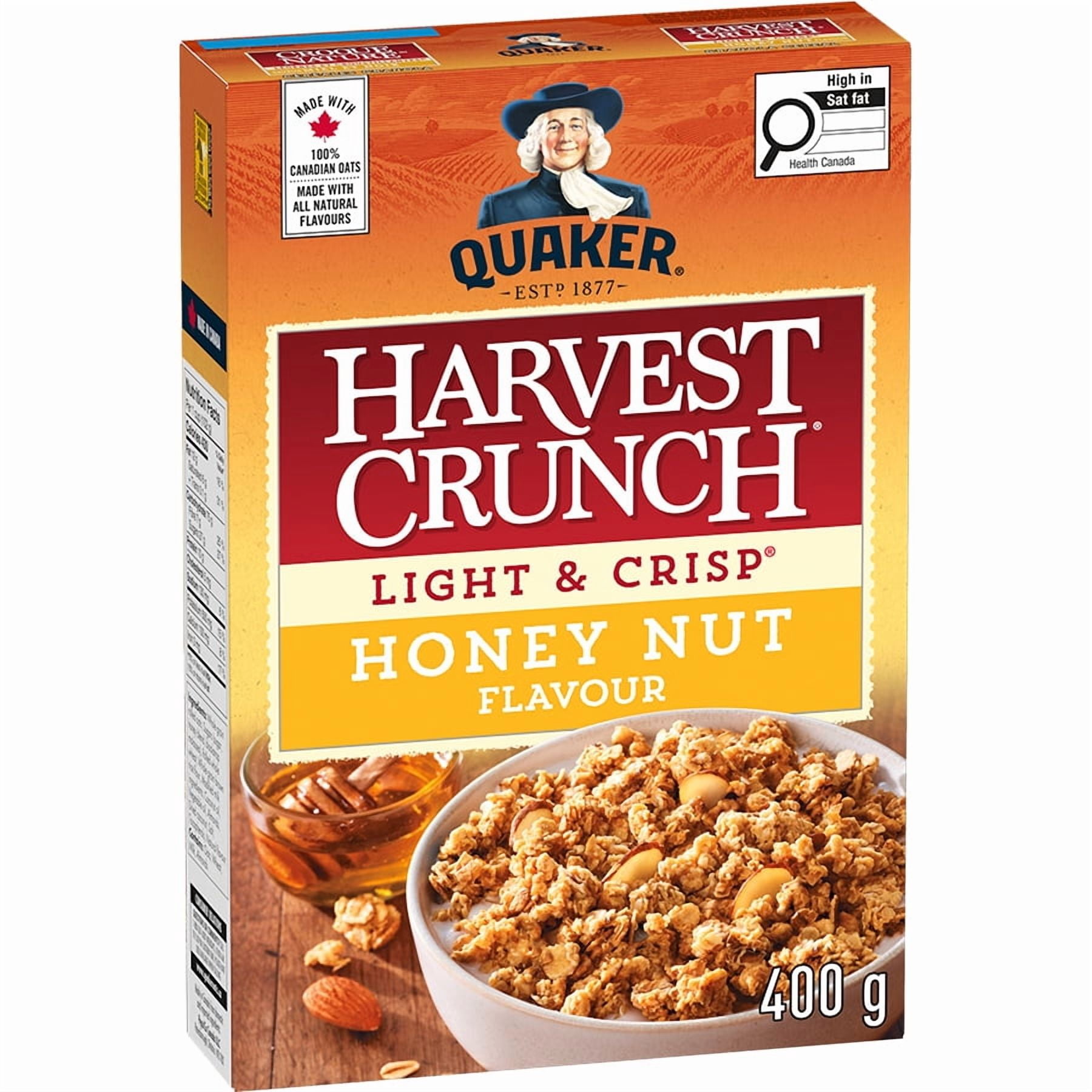 Quaker Harvest Crunch Granola Céréales légères et croustillantes saveur miel et noix