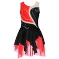 thumbnail image 1 of Jhaoyu Robe de Patinage à Glace Sans Manches pour Filles avec Strass Scintillants, Robe de Danse Gymnastique Noire&Rouge 10, 1 of 4