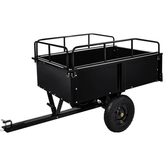 YUSAZENS Chariot Utilitaire de Jardin en Acier Q235 à Côté Surélevé Noir Capacité de Charge de 750 Lb Chariot de Transport Robuste pour Cour et Ferme Outil de Transport