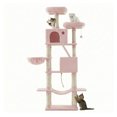 thumbnail image 2 of Large Cat Tree with 13 Scratching Posts, 2 Perches, Hammock, for Indoor Cats, Pink, 2 of 9