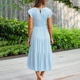 thumbnail image 4 of Summer Dress for Women with Sleeves Womens Summer Solid Color Temperament Flying Sleeves Large Skirt Mid Length Dress Summer Dress with Sleeves for Women Mid Length Dress for Women, 4 of 7