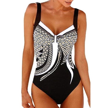 Women's Print Swimwear One Piece Swimsuit Female Vintage Retro Bathing Suits Beach Wear Swimming Suit