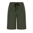 thumbnail image 4 of DPTALR Women's Summer Elastic Waist Drawstring Side Pocket Solid Color Short Pants 5/4, 4 of 6