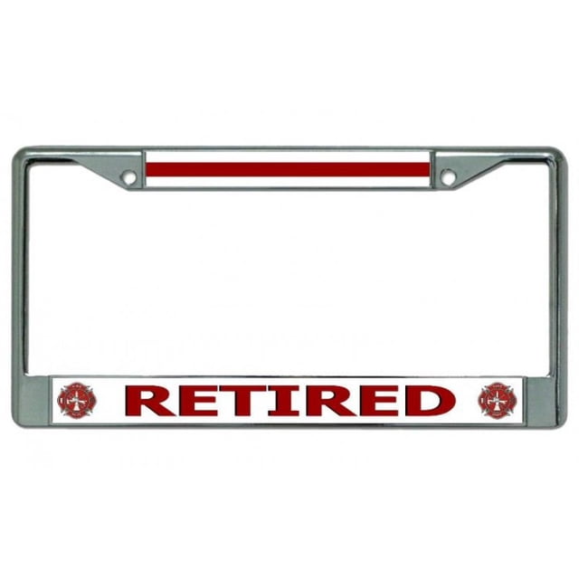 Cadre de Plaque d'Immatriculation Chrome Firefighter Retired 2