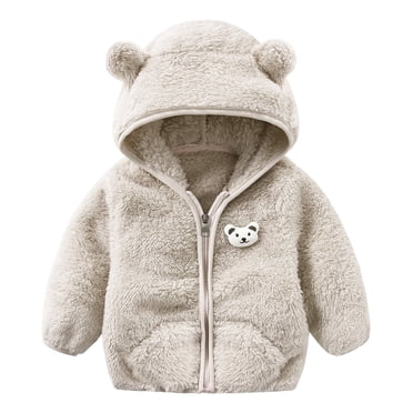 MIASHUI Manteaux d'Hiver pour Enfants, Garçons et Filles Tout-Petits, Capuchon avec Oreilles d'Ours, Manteau Chaud à Fermeture Éclair, Gris, 18-24 Mois