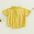 thumbnail image 4 of Barboteuse Chemise Habillée pour Nouveau-Né Garçon en Coton et Lin à Manches Courtes, Boutonnée, avec Poche, Justaucorps Grenouillère, 4 of 8