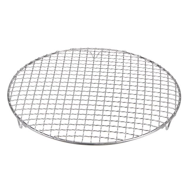 Unique Bargains Grille de Cuisson Ronde, Grilles en Filet pour Barbecue en Fil Croisé en Acier Inoxydable de 12 Pouces avec Pattes
