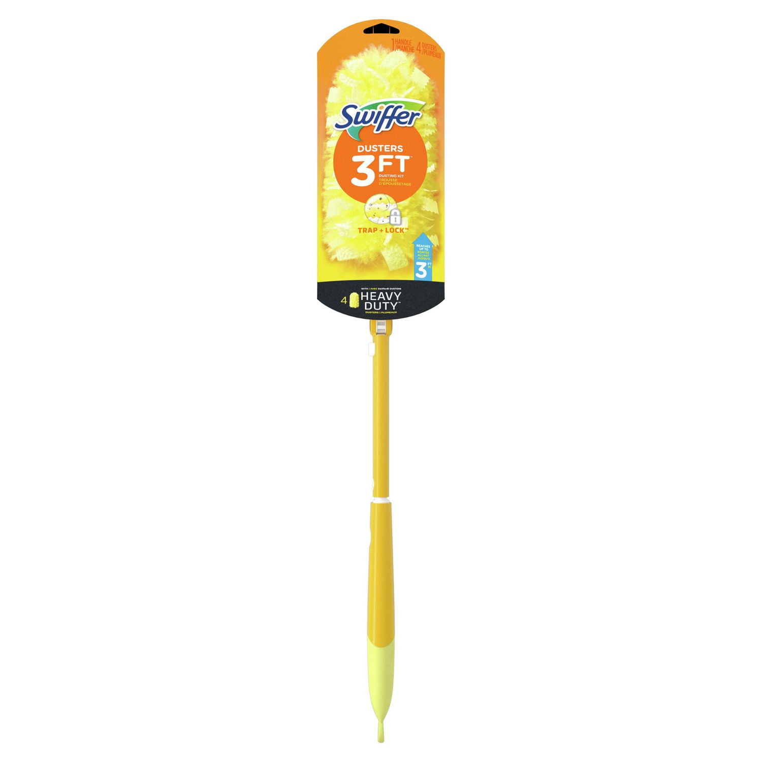 Swiffer Duster Kit with 3 ft Extendable Handle, Heavy Duty Dusting Starter Kit with, For Ceiling Fans, Vents and Hard to Reach Places