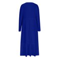 thumbnail image 3 of Penkiiy Robe Décontractée pour Femme à Manches Longues, Col Ras du Cou, Coupe Évasée, Robe Longue Fluide à Étages pour la Plage avec Poches 2TG Bleu Foncé, 3 of 5