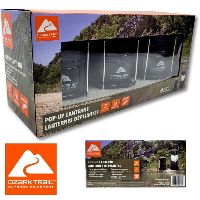 Ensemble de trois lanternes pour le camping Ozark Trail