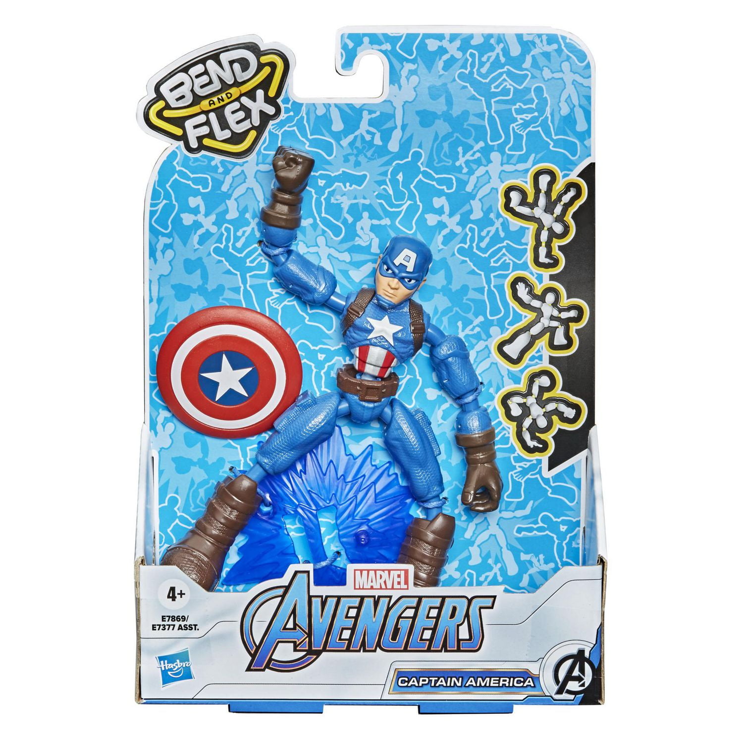 Marvel Avengers Bend and Flex  - Figurine articulée Captain America de 15 cm flexible, incluant accessoire, pour enfants à partir de 6 ans