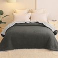 thumbnail image 3 of TRAHOO-Reversible Queen Size Sherpa Fleece Blanket, Thick and Warm Blankets for Winter, Soft Plush Fluffy for Bed, 90x90 Inches, Dark Grey/Light Grey, 3 of 4