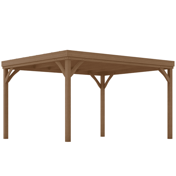 Outsunny Pergola-Gazebo d'Extérieur en Bois 10 Pieds x 12 Pieds pour Plantes Grimpantes, Brun