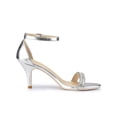 thumbnail image 3 of BLISSFUL STEP Women's Solid Color Open Toe Rhines Ankle Strap Stiletto Sandals Silver 6, 3 of 8