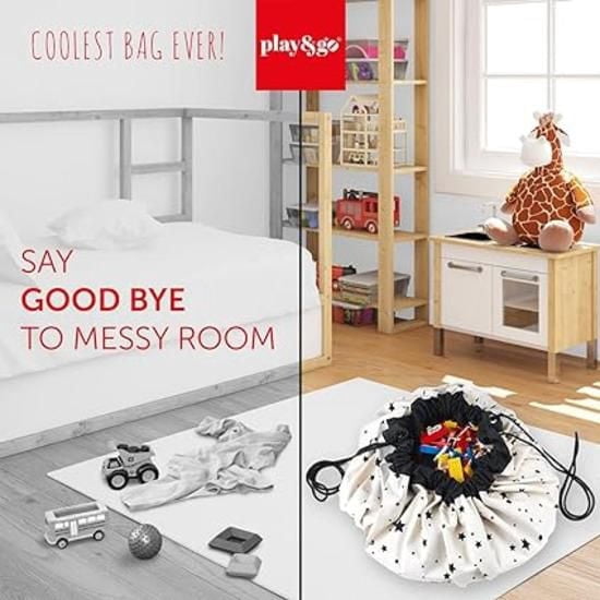 Play & Go - Carte du Monde - Tapis de Jeu 3-en-1 - Sac de Rangement et Sac à Couches - Recto-Verso avec Imprimé Ciel Étoilé - Amusant et Interactif pour Enfants - Diamètre 140 cm - Convient aux Nouvea