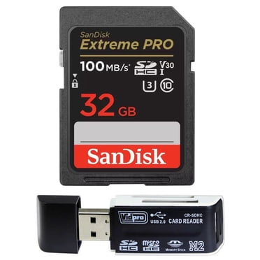 SanDisk Extreme PRO 32 Go UHS-I U3 Carte Mémoire SDXC pour Photos et Vidéos 4K Ultra Haute Définition Plus un Lecteur de Carte USB 2.0
