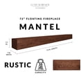 thumbnail image 2 of Luxe Surface 72 inch Floating Shelve Rustic Aged Color Wood Fireplace Mantel, 2 of 6