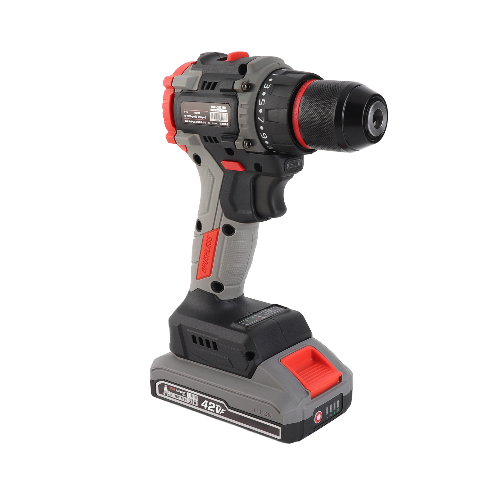 Power Rechargeable Drill Set 21V Electric Power Drill with Battery and Charger Torsion 55N.M 20+1 Torsion Setting 2 Variable Speed Drill Driver Bits Kit with LED Electric Drill Set