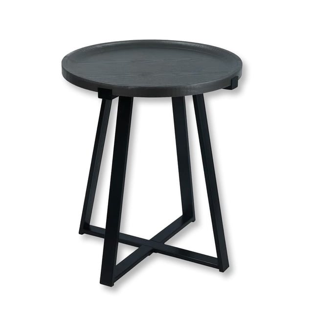 ITY International - Table d'Appoint Ronde en MDF, 17,7 Po x 22 Po, Noir