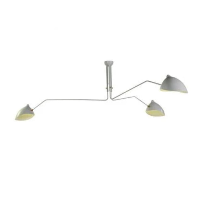 Lampe à Trois Bras en Blanc, Plafonnier Encastré avec Cadre en Métal Blanc, Trois Bras Réglables Chacun avec Abat-Jour Blanc Torsadable, Conçue pour Ampoules E12 75W, Idéale pour l'Éclairage Directionnel dans les Intérieurs Modernes.