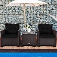 thumbnail image 3 of Giantex 3 Pieces Patio Furniture Set, PE Rattan Wicker 3 Pcs Outdoor Sofa Set w/Washable Cushion and Tempered Glass Tabletop, Conversation Furniture for Garden Poolside Balcony (Black), 3 of 10