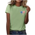 thumbnail image 4 of Hauts d'Été pour Femmes Jour de l'Indépendance Drapeau Col Rond Imprimé Lettre Manches Courtes Chemises pour Femmes Vert S, 4 of 4