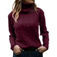 thumbnail image 1 of Chandail à Col Roulé Uni pour Femme - Haut Rétro à Manches Longues Ajusté - Polyester, Coupe Ample Décontractée pour le Quotidien/travail, 1 of 3