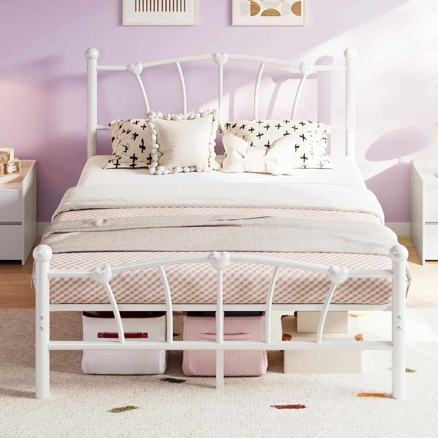Full Bed Frame for Kids, Full Size Bed with Headboard and Footboard ...