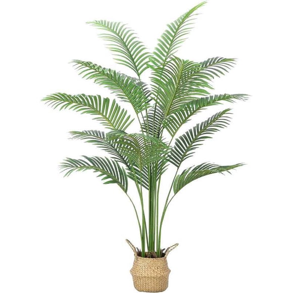 Ourlova 7ft/6ft Artificial Palm Tree - Fake Palm Tree Fake Tropical Paradise Palm Tree Potted w/ Real Bark Design & 9 Adj Branches, Artificial Palm Plant for Indoor Home Office Modern
