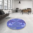 thumbnail image 4 of Ahgly Tapis Rond Lavable en Machine Intérieur Transitionnel Bleu Ciel, 5 Pieds Rond, 4 of 7
