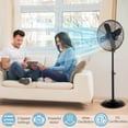 thumbnail image 3 of Costway 16" Standing Pedestal Fan with 3 Speed Settings Carrying Handle Aluminum Blades Black, 3 of 9