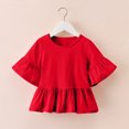 thumbnail image 2 of Plebaso Hauts de Robe pour Filles en Coton à Manches Courtes Évasées, Chemises à Volants pour Tout-Petits, Col Rond Décontracté, Blouse Mignonne pour Enfants, 2 of 7