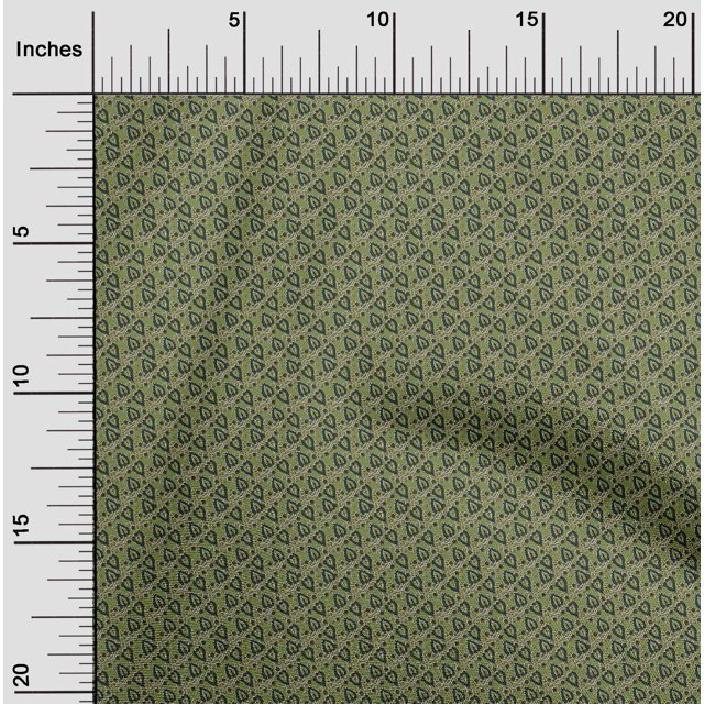 oneOone Silk Tabby Fabric Leaves & Floral Block Printed Craft Fabric BTY 42 Inch Wide
