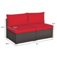 thumbnail image 2 of Gymax 2 Pcs Chaises Sectionnelles Sans Accoudoirs en Osier pour Patio avec Coussin Rouge, 2 of 10