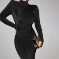 thumbnail image 2 of U.Vomade Combinaison Longue Aguichant pour Femmes à Manches Longues, Col Montant, Mode, Simple, Couleur Unie, au-Dessus du Genou, Élégante, Pyjama Aguichant, Robe de Fête d'Anniversaire, 2 of 3