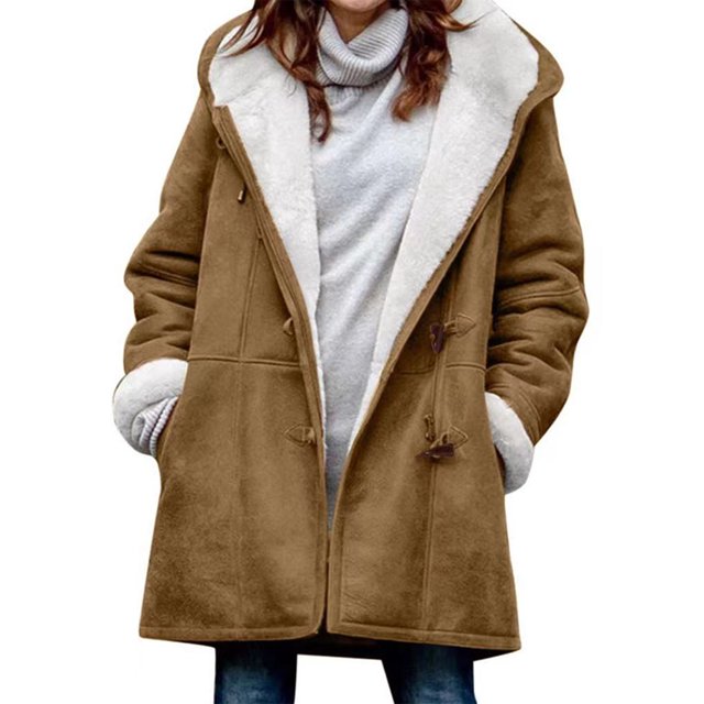 Innerwin Veste à Manches Longues Manteau pour Femmes Boutons de Vacances Ample Extérieur Kaki 4TG