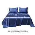 thumbnail image 3 of Ensemble de Draps en Satin Mat Doux et Uni, Style Hôtel - Linge de Lit en Microfibre de Polyester, Drap-Housse et Drap Plat À, Bleu, JKODE, 3 of 8