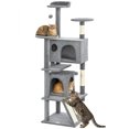 thumbnail image 1 of PawHut 54" Cat Tree Tower with Scratching Posts, Cat Condos, Light Grey, 1 of 10