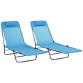 thumbnail image 1 of Outsunny Chaises Longues Inclinables Pliantes 2 Pcs - Ensemble de 2, Bleu, 1 of 10
