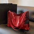 thumbnail image 3 of LNGOOR Stylish Patent Leather Tote Bag Solid Color Large Capacity Shoulder Bag Bucket Bags Underarm Bag For Daily Use, 3 of 7