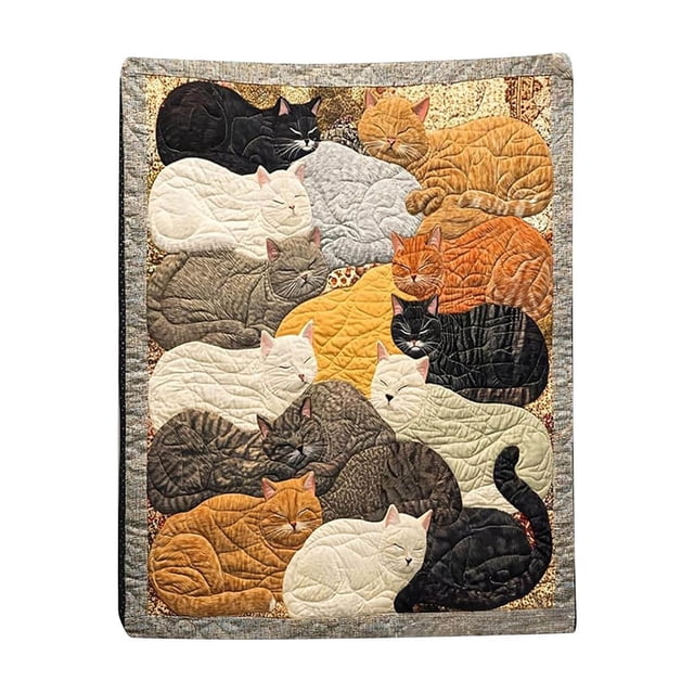 Flocking Cats Sleeping Patterns Flannel Blanket