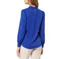 thumbnail image 3 of INSPIRE CHIC Women's Keyhole Stand Collar Pleated Back Button Blouse Tops, 3 of 6