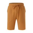 thumbnail image 4 of Mens Cotton Linen Shorts Casual Drawstring Inseam Shorts Stretch Summer Beach Wear, 4 of 8